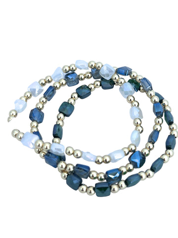 Faceted Square Beads with 4mm Gold Ball Bracelet