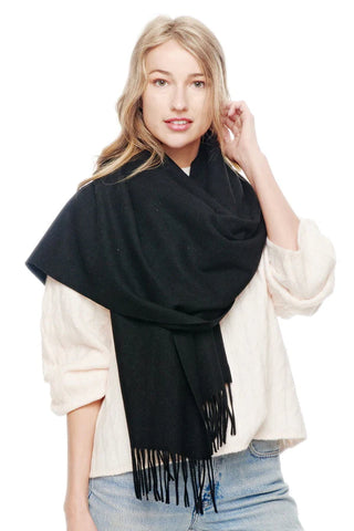 Cashmere Oblong Scarf with Fringe