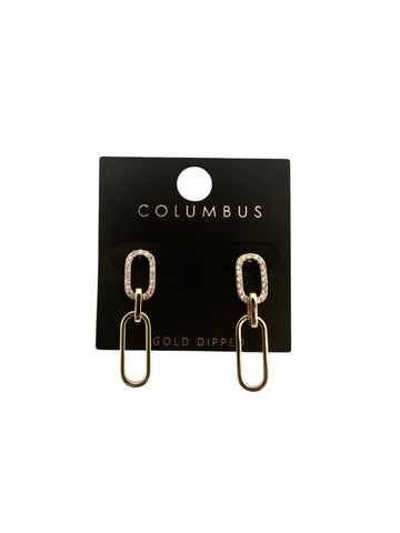 CZ Gold Paperclip Drop Earrings