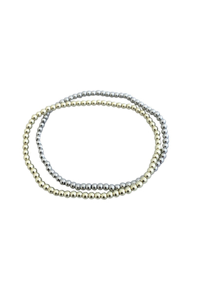3mm Gold or Silver Ball Stretch Bracelet