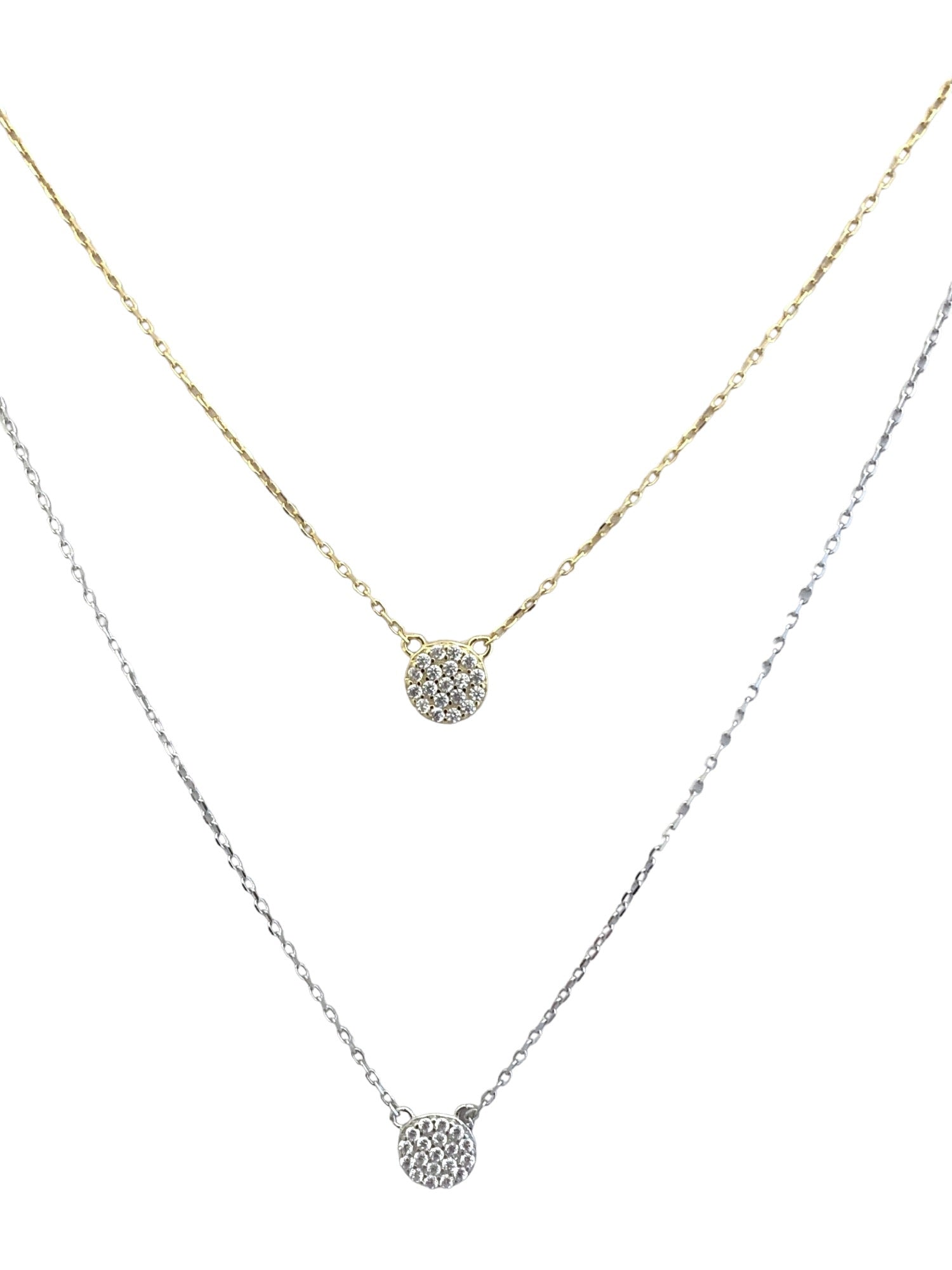 Delicate CZ Circle Necklace in Gold or Silver