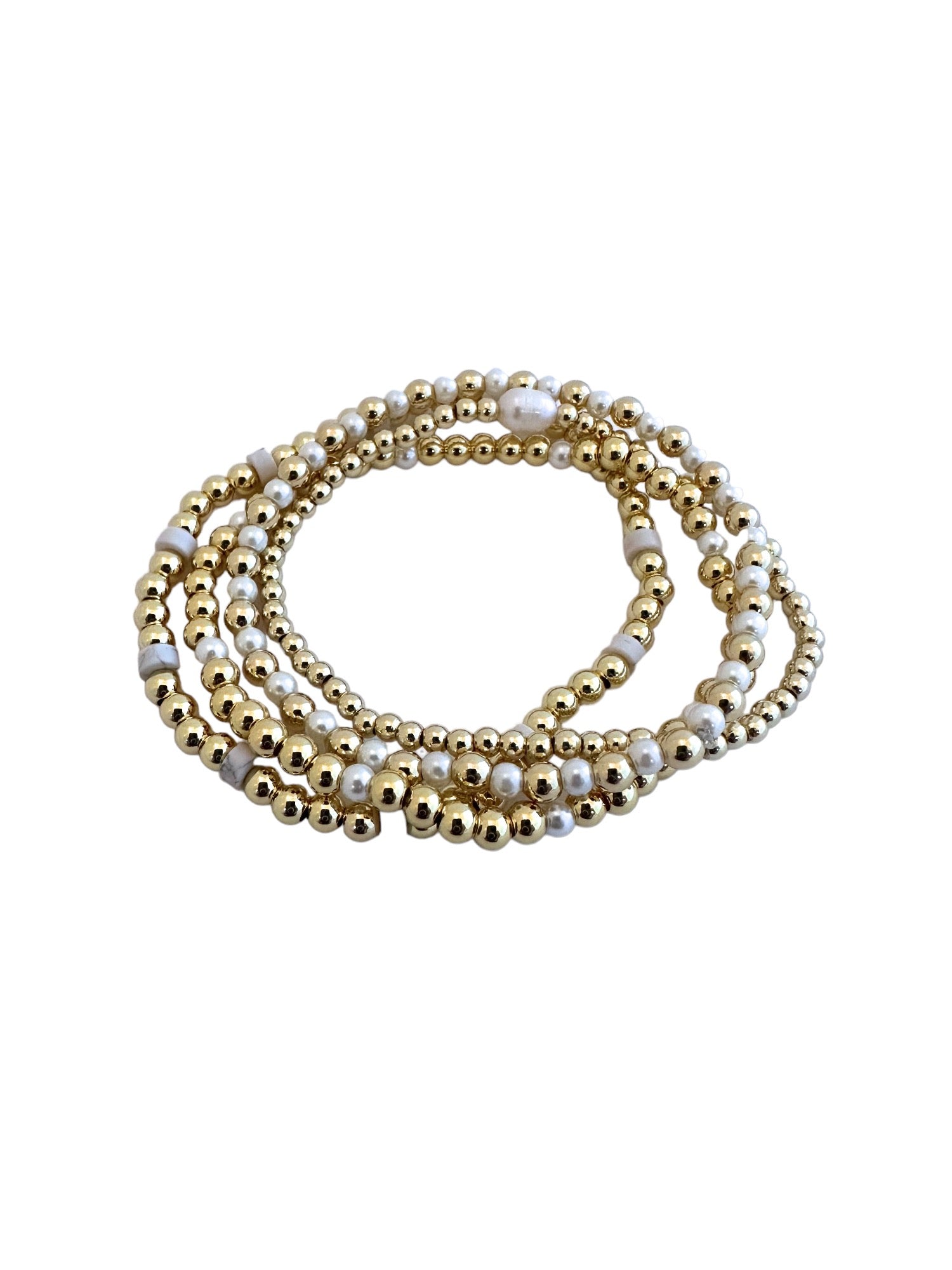 White Pearl Bracelet Set - 4 pieces