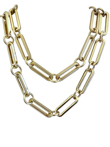 Chunky Gold Paperclip Necklace with Circles