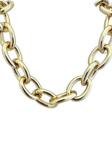 Chunky Shiny Gold Statement Link Necklace