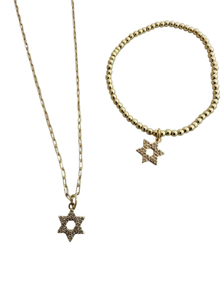 CZ Star of David Necklace on Paperclip Chain