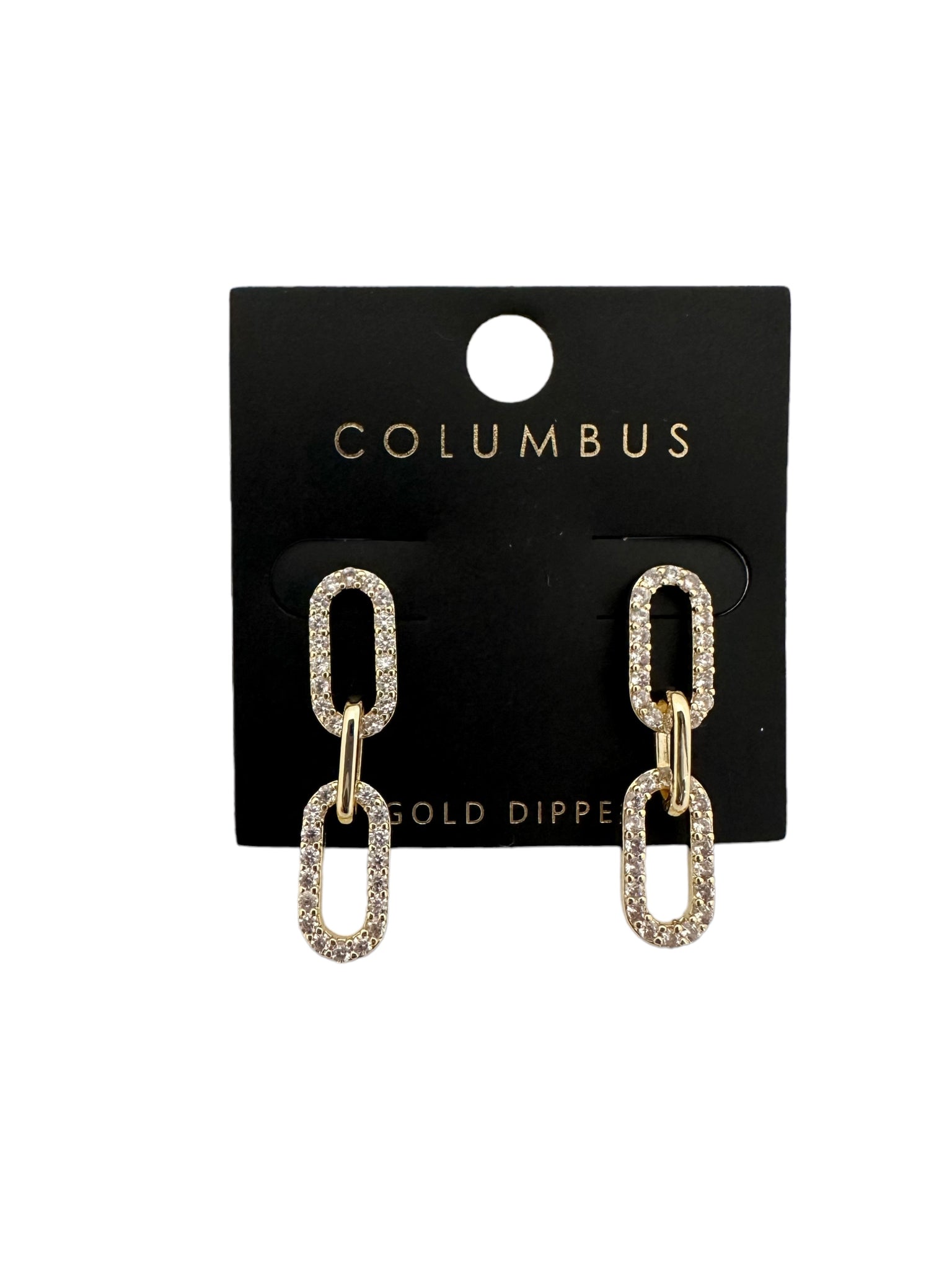 CZ Gold Paperclip Earrings