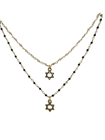 Star of David on Tiny Bead Bead Necklace