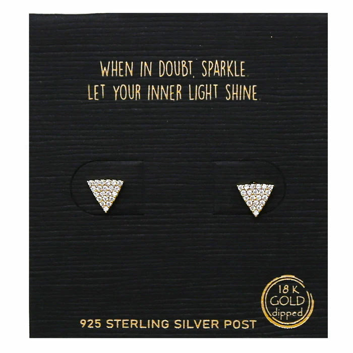 Gold Triangle CZ Stud Earrings