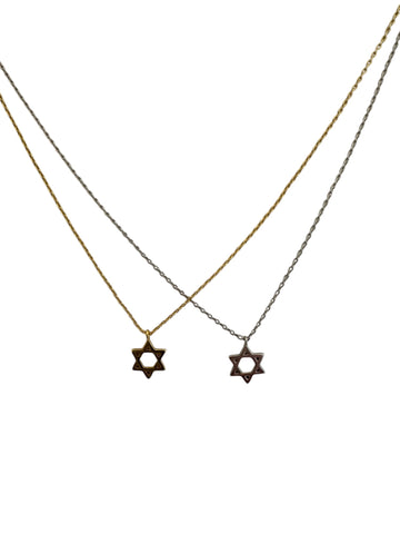 Solid Star of David Necklace in Gold or Silver