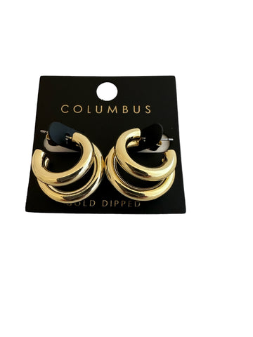 Chunky Double Gold Hoop Earrings