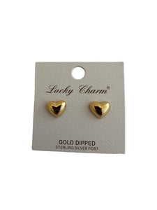 Puffy Heart Gold Earrings