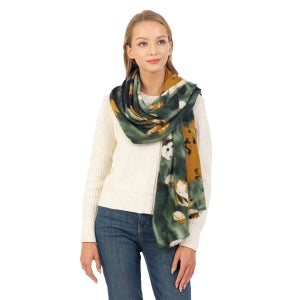 Brushed Flower Print Scarf