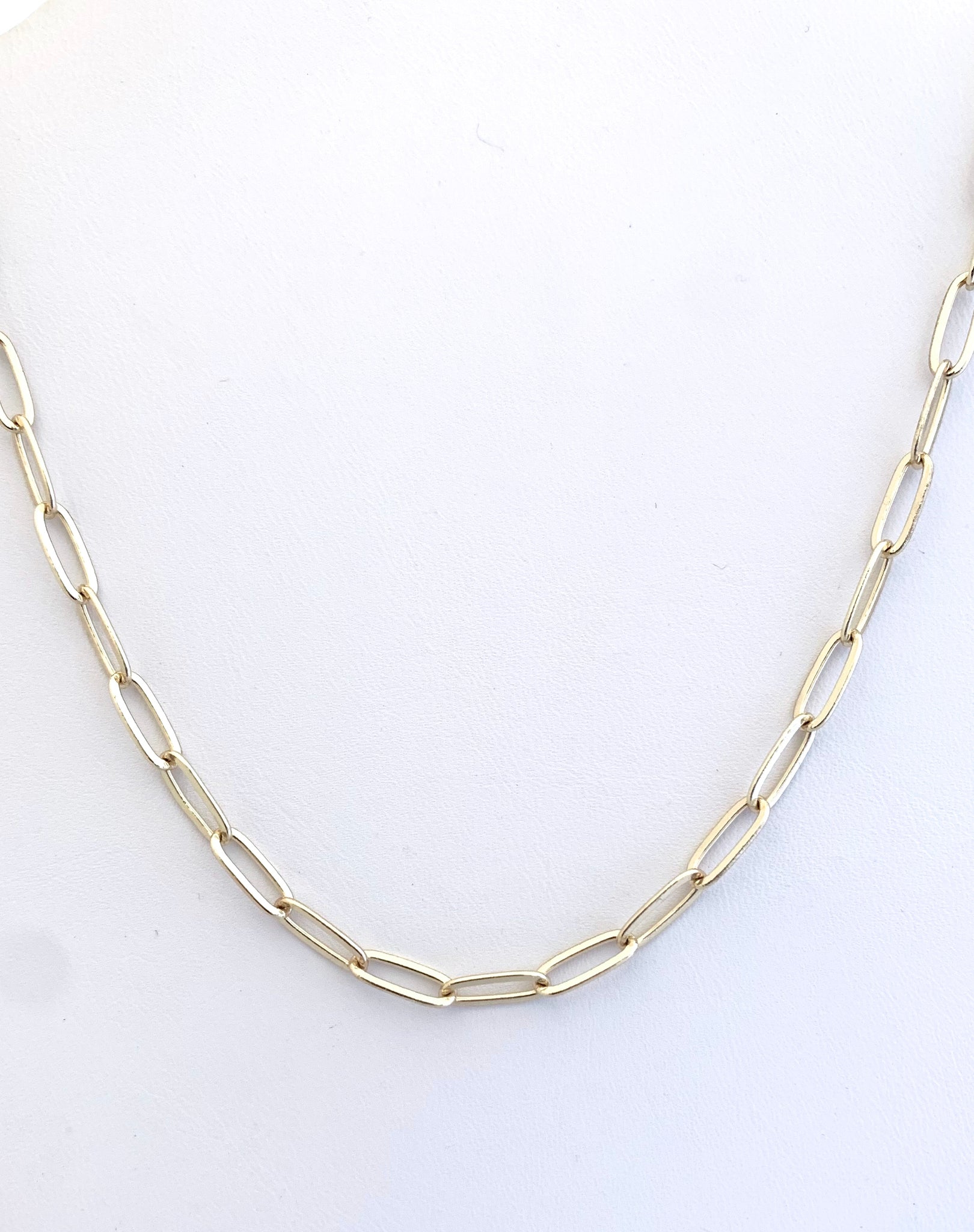 Shiny Gold Paperclip Necklace - Small Size Link