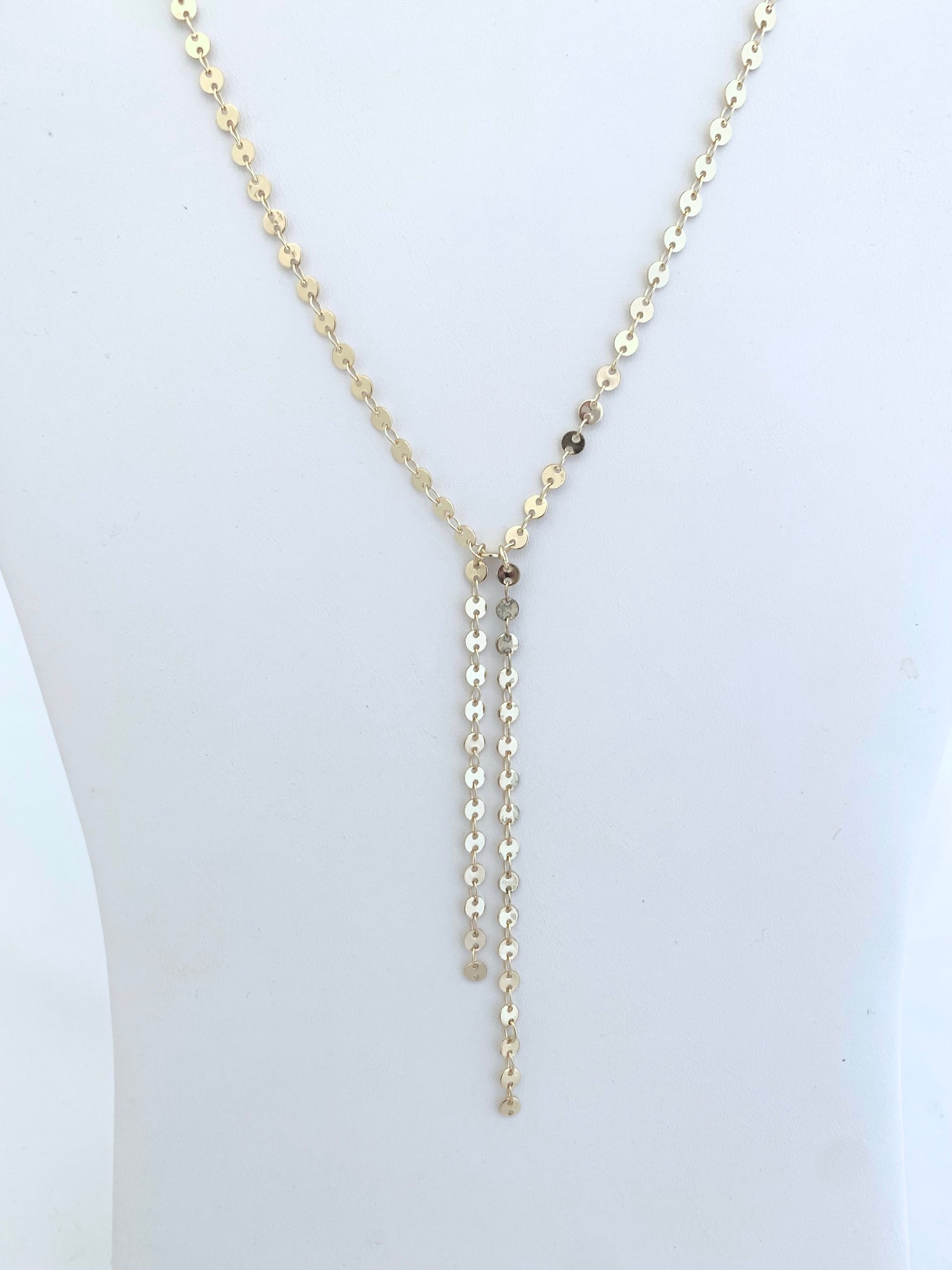 Shiny Gold Y Chain Faux Lariat Necklace