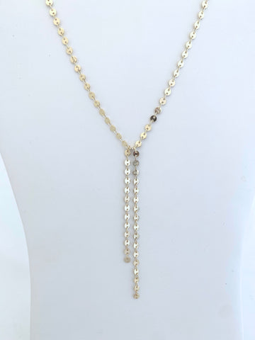 Shiny Gold Y Chain Faux Lariat Necklace