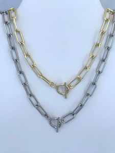 Chunky Paperclip Necklace with Toggle Front