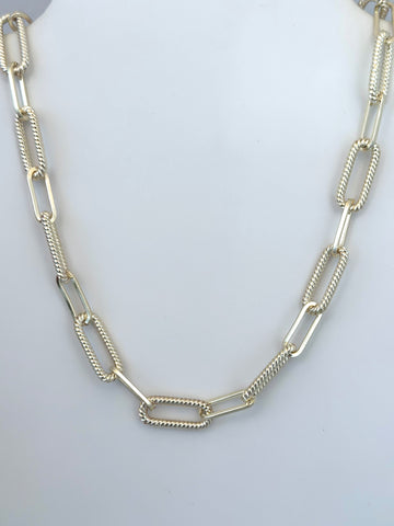 Chunky Textured Gold Paperclip Necklace