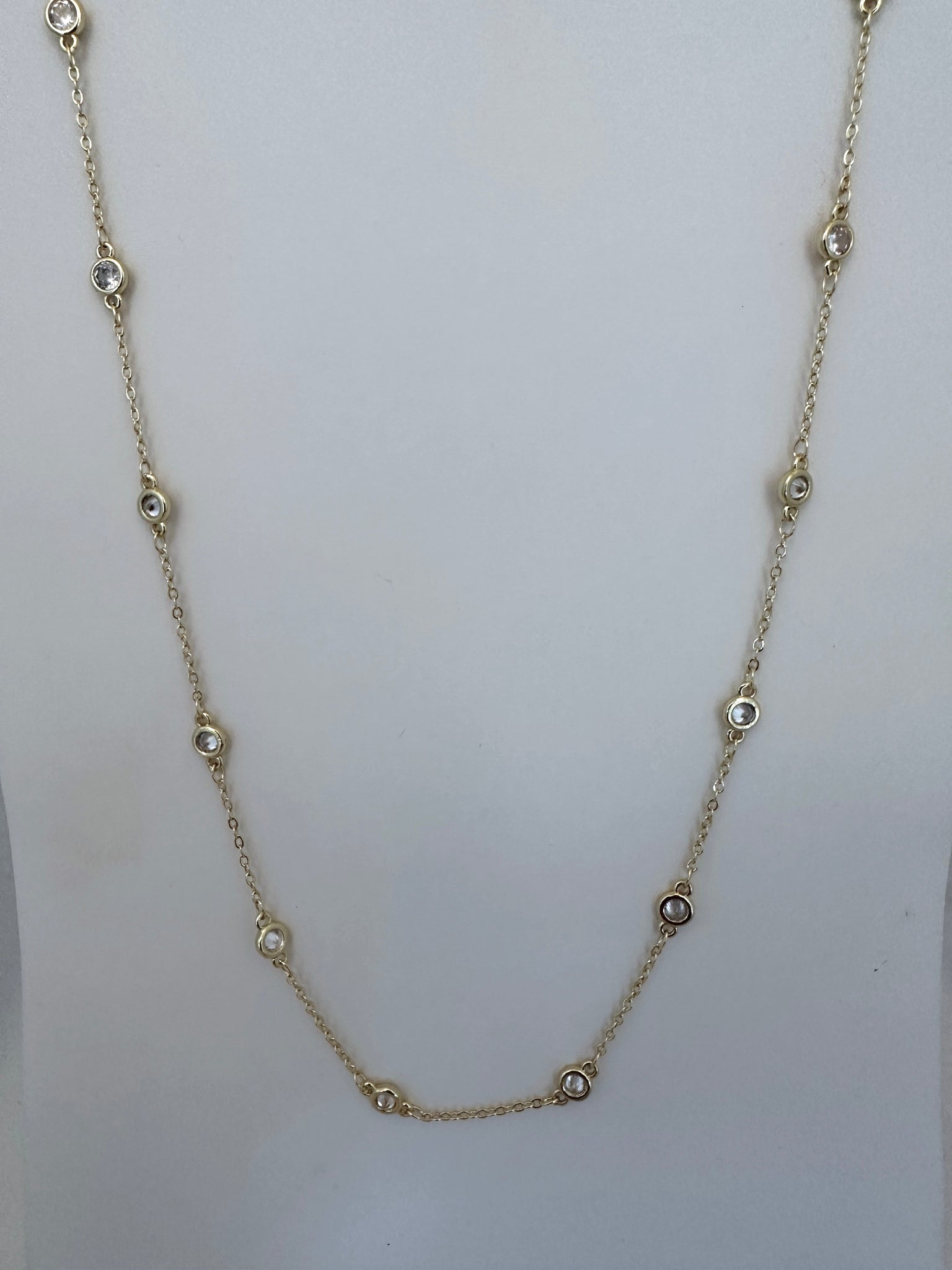 Diamonds (CZ) by the Yard Long Gold Necklace