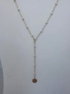 Pearl and Gold Chain Y Necklace