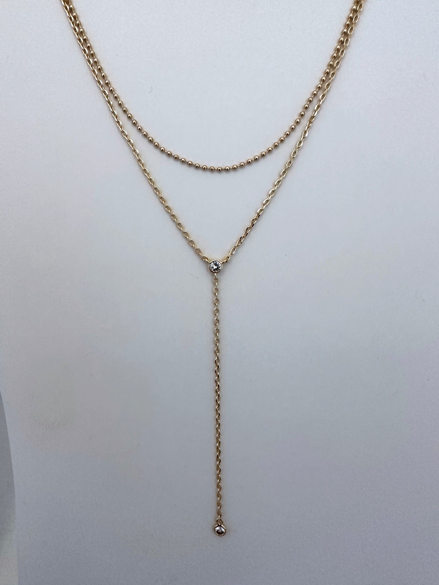 Double Layered CZ Y Necklace