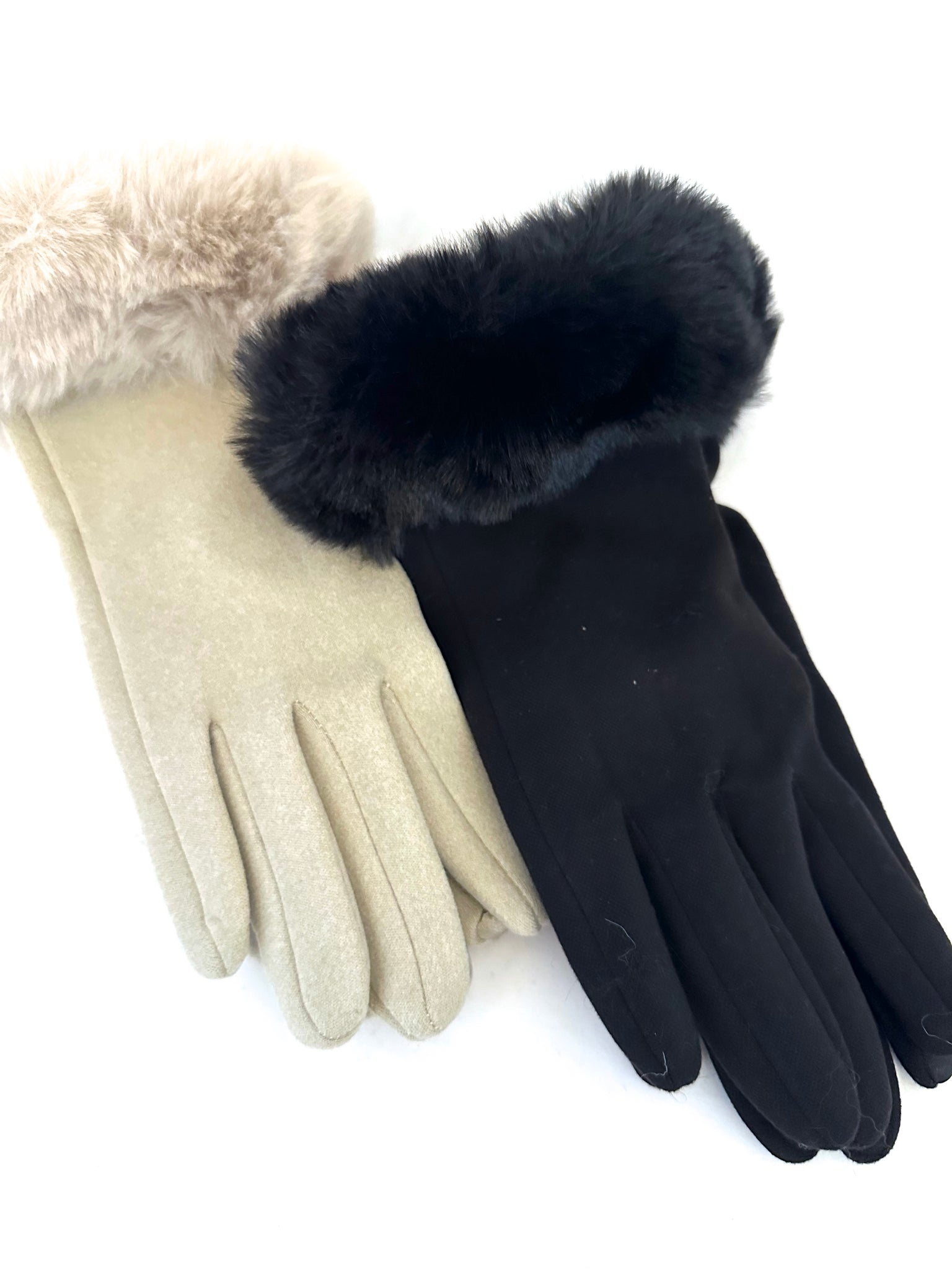 Faux Fur Trimmed Texting Gloves