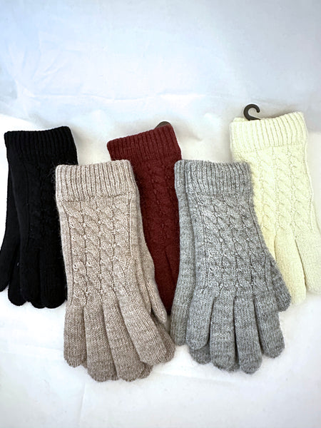 Double Layered Knit Gloves Lined with Fleece