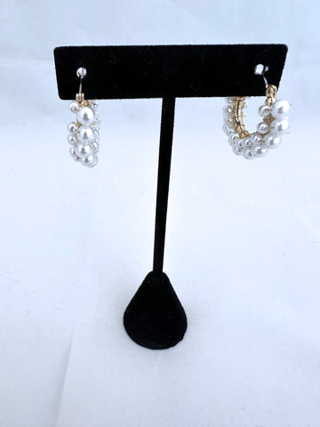 Antique Inspired Pearl Hoop Earrings
