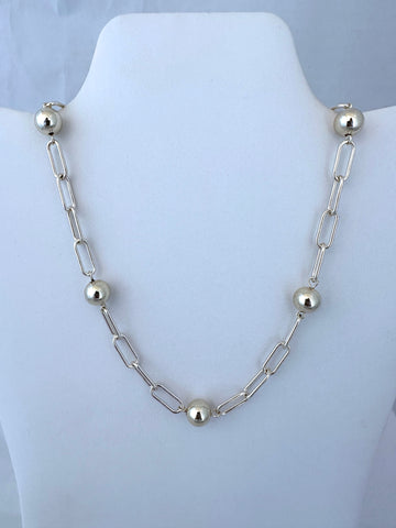Chunky Paperclip Chain with Gold Ball Detail