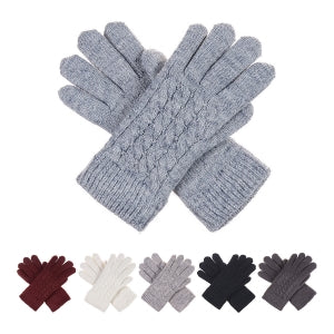 Double Layered Knit Gloves Lined with Fleece